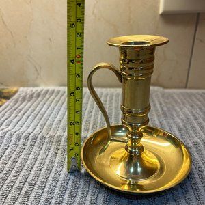 Brass candle holder with handle, never used